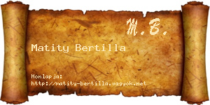 Matity Bertilla névjegykártya